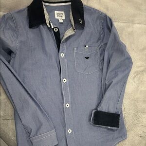 Armani Exchange Blue and Black Button-Down Shirt